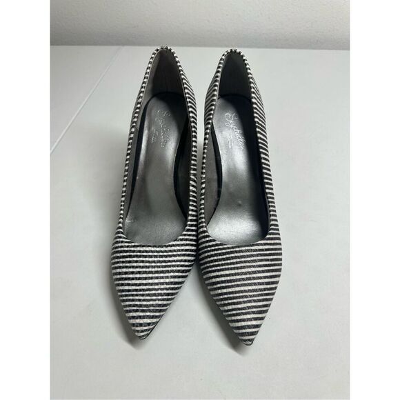 Seychelles Womens Black White Striped Leather Pointed Toe Heels Pumps Shoes 8 - Picture 2 of 10